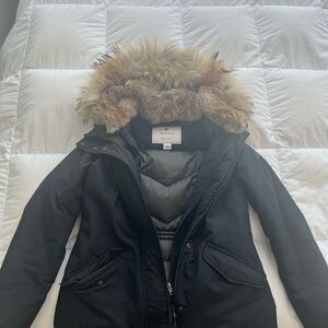 Authentic Woolrich jacket with fox hood (rabbit trim)